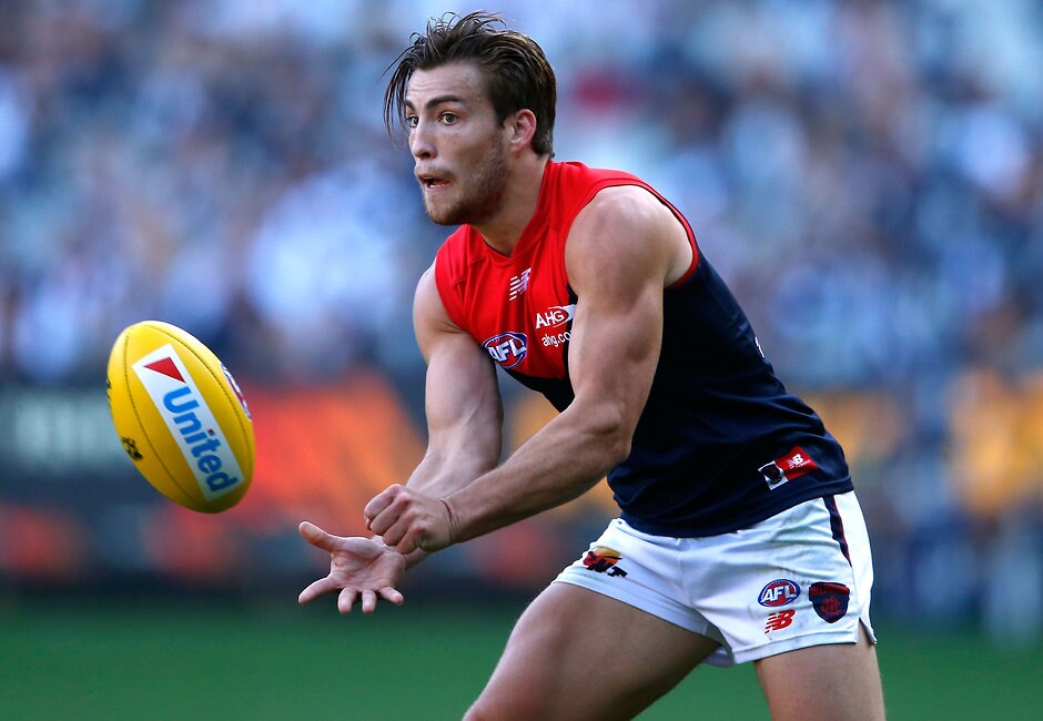 AFL 2016 Rd 04 - Collingwood v Melbourne MELBOURNE, AUSTRALIA - APRIL 17: Jack Viney of the Demons in action during the 2016 AFL Round 04 match between the Collingwood Magpies and the Melbourne Demons at the Melbourne Cricket Ground, Melbourne on April 17, 2016. (Photo by Adam Trafford/AFL Media)
